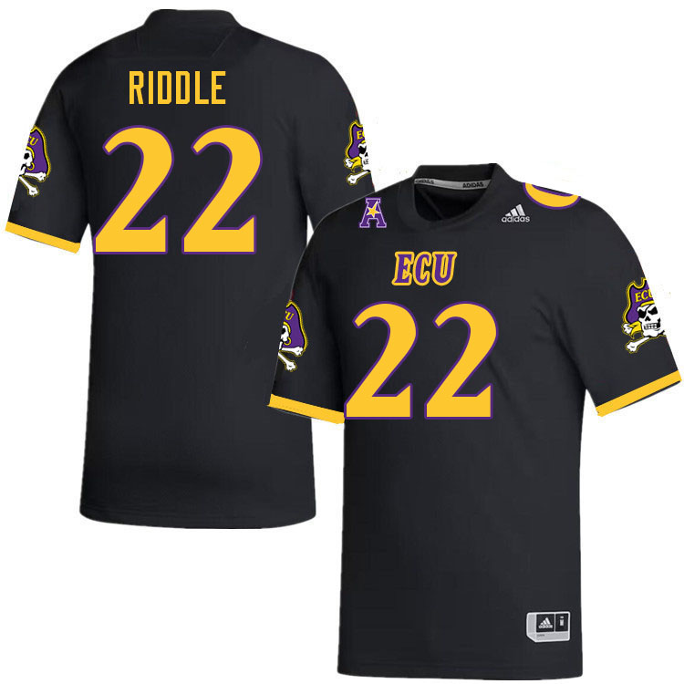 Men #22 Ja'Marley Riddle ECU Pirates College Football Jerseys Stitched-Black